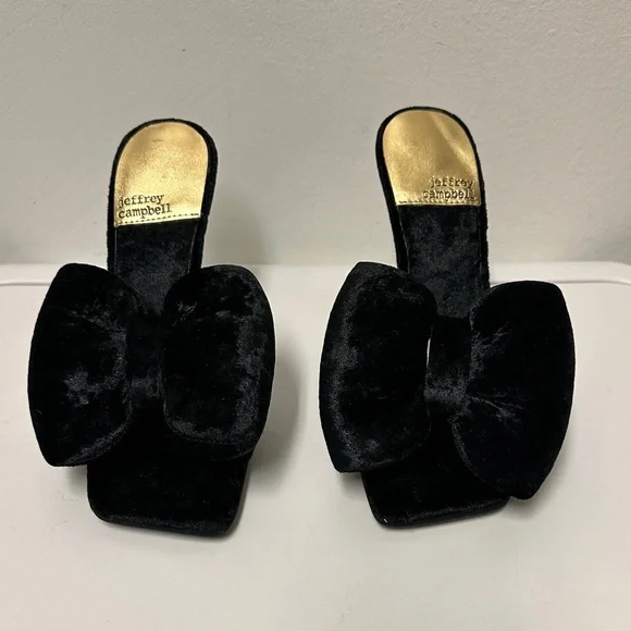 Jeffrey Campbell Bow Down Black Velvet Mules , Very Stylish and Beautiful - Picture 3 of 9